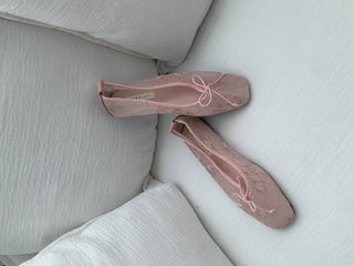 mesh lace flower ribbon flat shoes