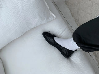 mesh lace flower ribbon flat shoes