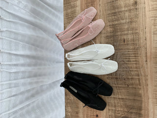 mesh lace flower ribbon flat shoes