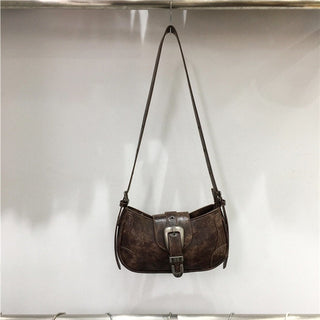 chrome double buckle shoulder crossbody bag