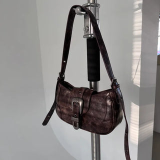 chrome double buckle shoulder crossbody bag