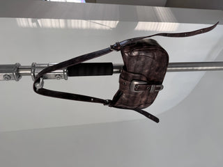 chrome double buckle shoulder crossbody bag