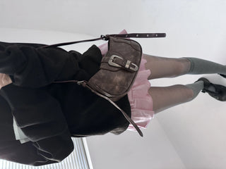 chrome double buckle shoulder crossbody bag