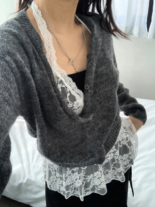 Layered lace halter neck mini dress