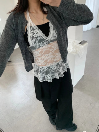 Layered lace halter neck mini dress