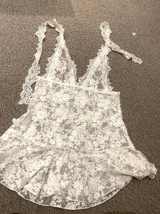 Layered lace halter neck mini dress