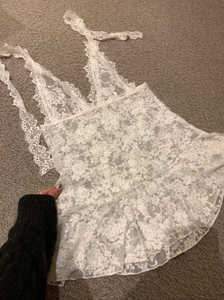 Layered lace halter neck mini dress