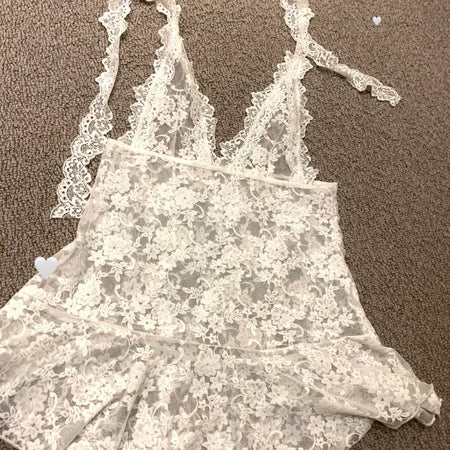 Layered lace halter neck mini dress