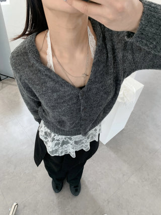 Layered lace halter neck mini dress