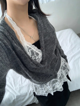 Layered lace halter neck mini dress