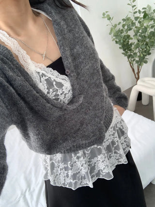 Layered lace halter neck mini dress