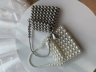 beaded pearl heart keychain 3-way mini bliss bag