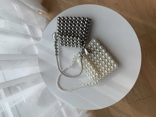 beaded pearl heart keychain 3-way mini bliss bag