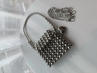 beaded pearl heart keychain 3-way mini bliss bag