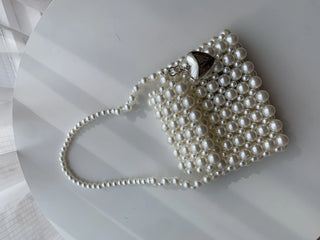 beaded pearl heart keychain 3-way mini bliss bag
