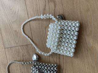 beaded pearl heart keychain 3-way mini bliss bag