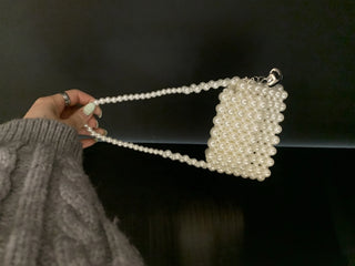 beaded pearl heart keychain 3-way mini bliss bag
