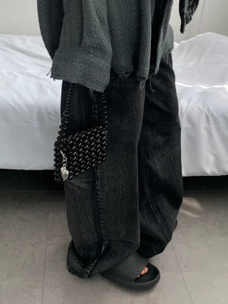 beaded pearl heart keychain 3-way mini bliss bag