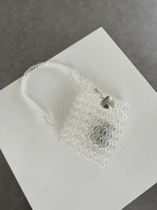 beaded pearl heart keychain 3-way mini bliss bag