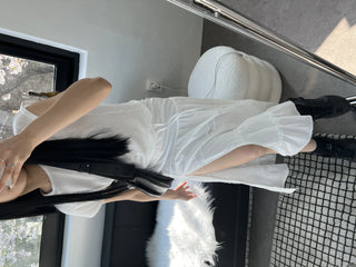 Team Lace Cancan Shirring Long Maxi Skirt