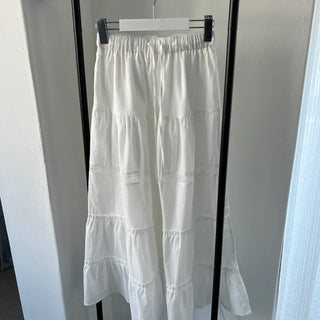 Team Lace Cancan Shirring Long Maxi Skirt