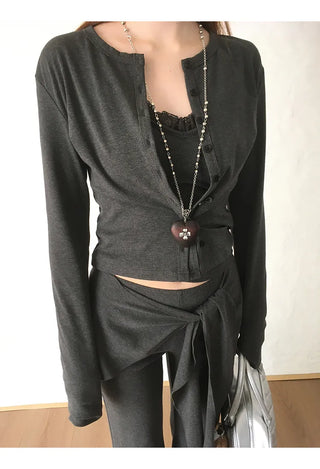 three-piece cardigan lace nasi bootcut wrap pants set