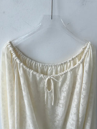 flower see-through lace off-shoulder ribbon blouse