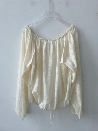 flower see-through lace off-shoulder ribbon blouse
