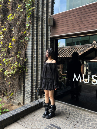 flower see-through lace frill banding skirt pants mini skirt