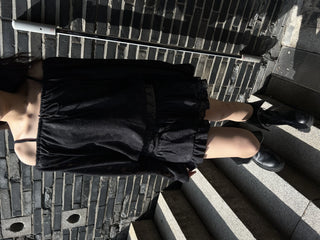 flower see-through lace frill banding skirt pants mini skirt