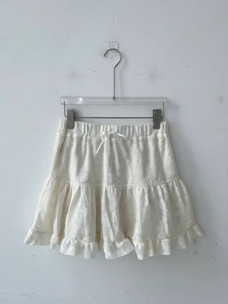 flower see-through lace frill banding skirt pants mini skirt