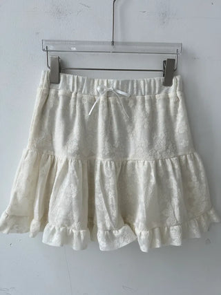 flower see-through lace frill banding skirt pants mini skirt