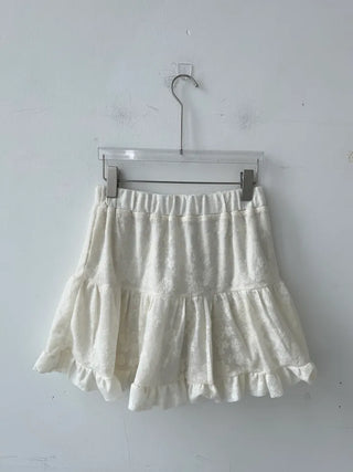 flower see-through lace frill banding skirt pants mini skirt