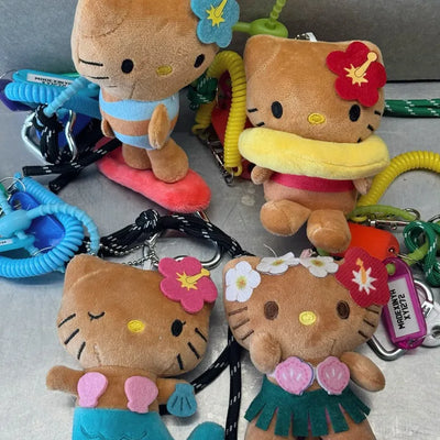 Summer Tanning Hawaiian Kitty Keychain