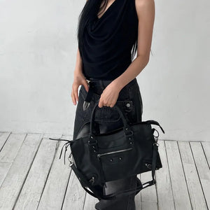 Leca Bridge Stud Square Shoulder Crossbody Motor Bag