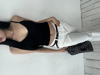 lace cap built-in crop sleeveless strap nasi