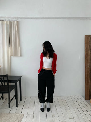 lace cap built-in crop sleeveless strap nasi