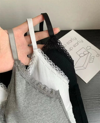 lace cap built-in crop sleeveless strap nasi