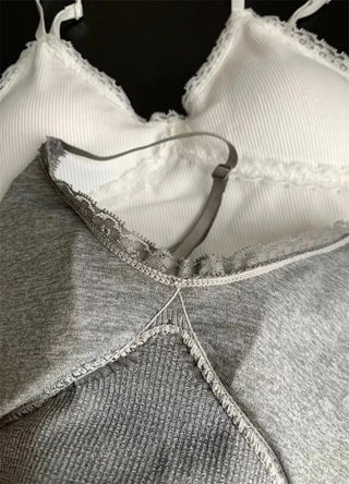 lace cap built-in crop sleeveless strap nasi