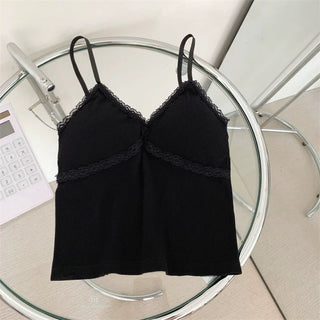 lace cap built-in crop sleeveless strap nasi