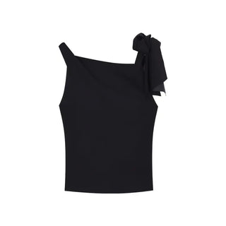 drape tie ribbon unbalanced off-shoulder nasi