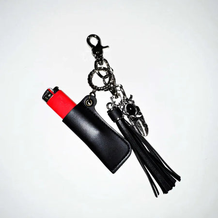 lighter case tassel leather key ring