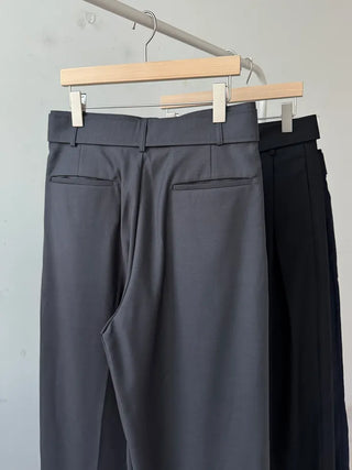 belt pin tuck wide long slacks