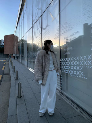Oversized premium loose-fit fox faux fur jacket