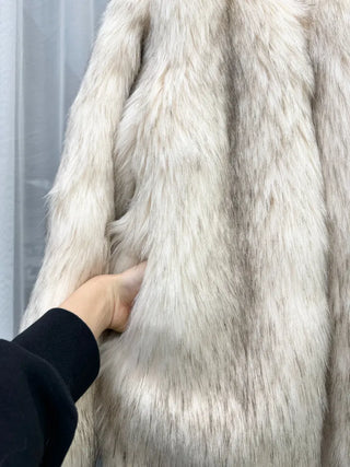Oversized premium loose-fit fox faux fur jacket