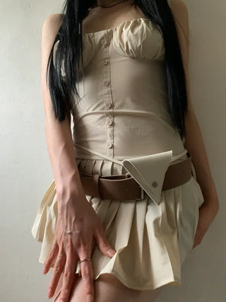 Triangle Choker Leather Belt Glasses Holder Case Necklace Strap