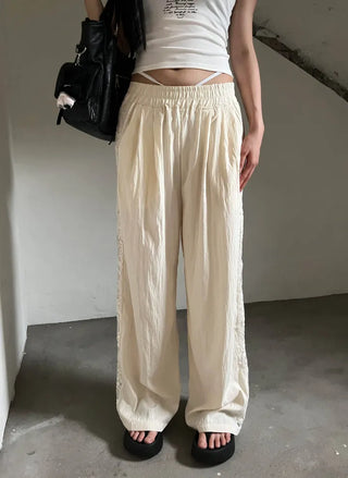 Summer Race Track Wide Banding Pants: Rustling Nylon Y2K Summer Pleated Cooling Pants