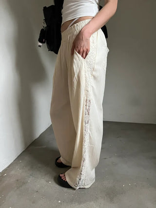 Summer Race Track Wide Banding Pants: Rustling Nylon Y2K Summer Pleated Cooling Pants