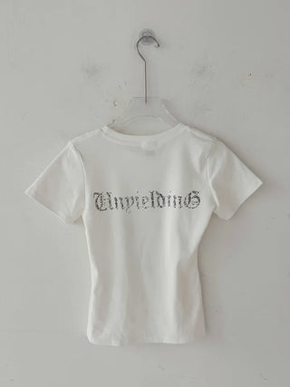Lettering Cross Y2K Crop Slim Fit Summer Short Sleeve T-Shirt