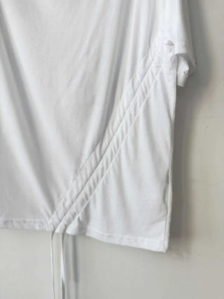 side shirring off-shoulder oversized boxy t-shirt